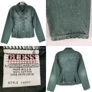 Vintage Guess Womens Jean Jacket 80s 90s M/L Denim Cropped Denim Made in USA